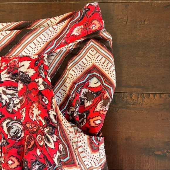 FREE PEOPLE Paradise Midi Handkerchief Skirt Pimento Combo Boho Bohemian Size 10 - Picture 8 of 12